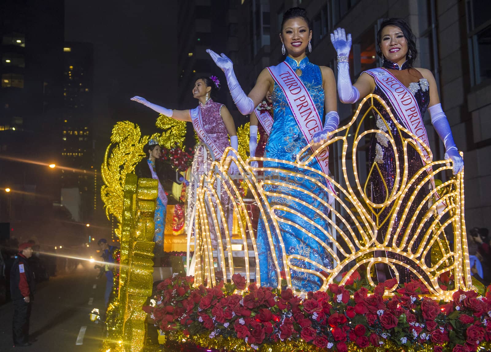 SAN FRANCISCO - FEB 15 : A parade float at the Chinese New Year Parade in San Francisco , California on February 15 2014 , It is the largest Asian event in North America 