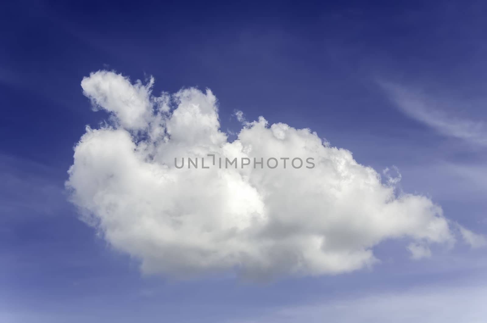 Cumulus cirrus clouds against blue sky