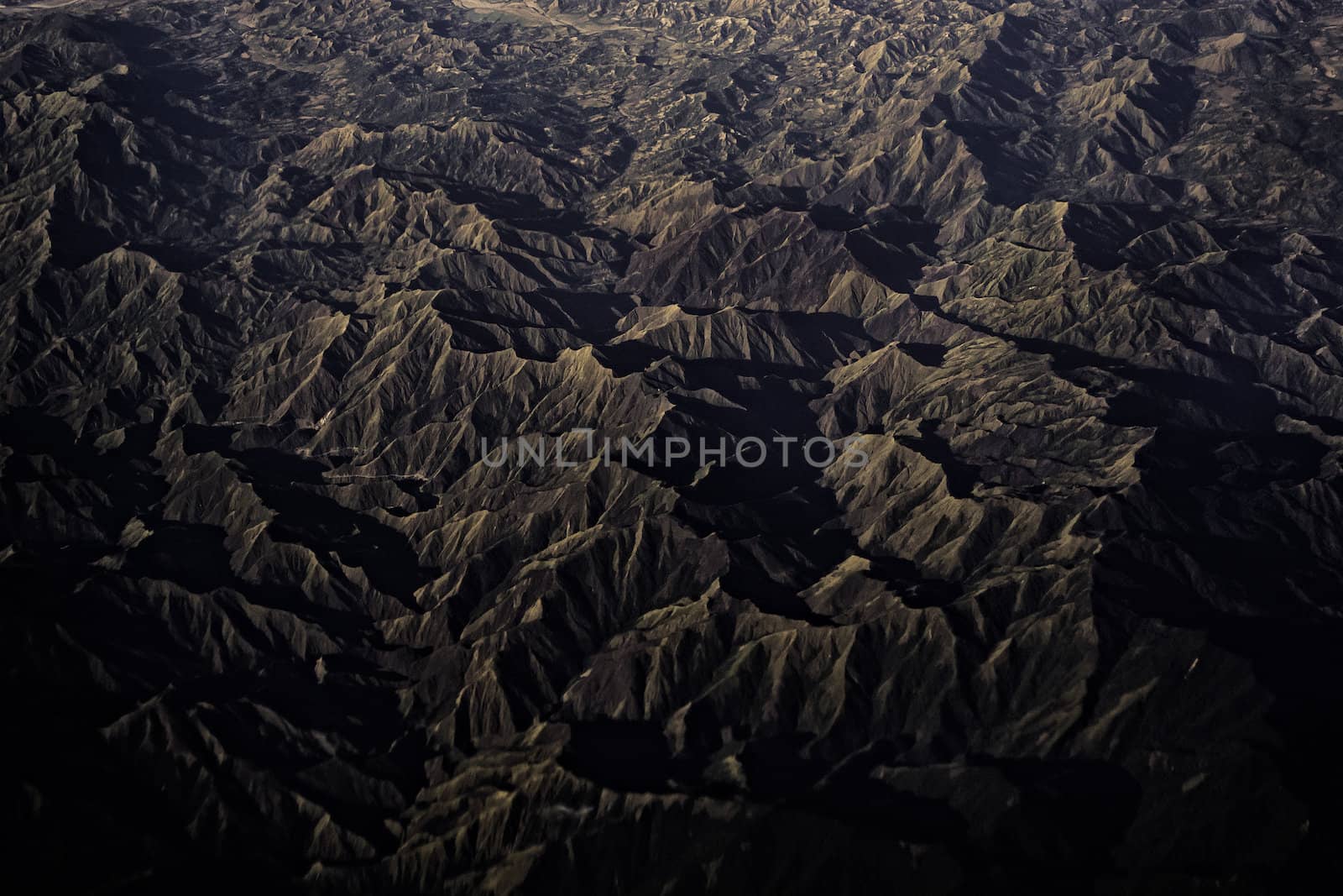 Other-worldly landscape shot from an airplane somewhere in the Philippines