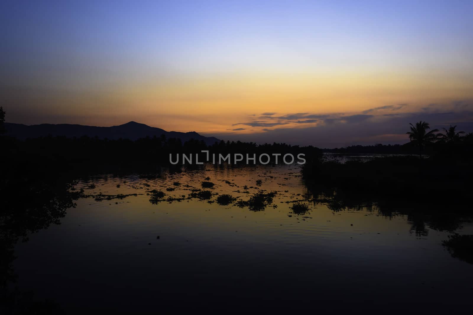 Countryside sunset river, shot in a remote area, Philippines