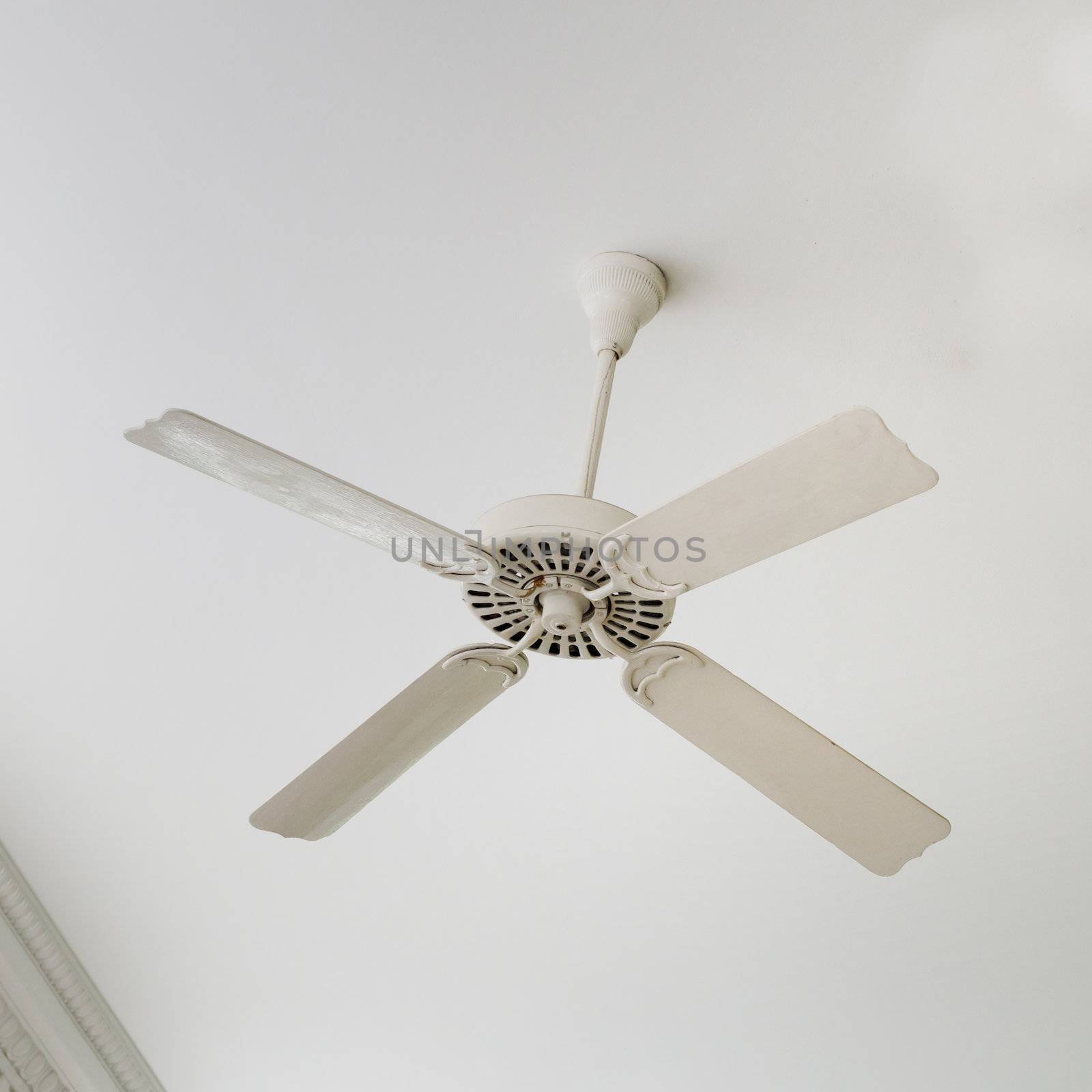 White ceiling fan in living room