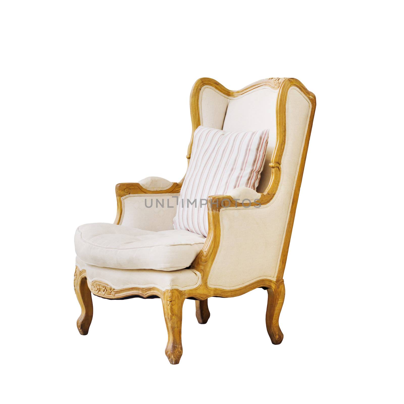 Vintage luxury armchair isolated on white by siraanamwong