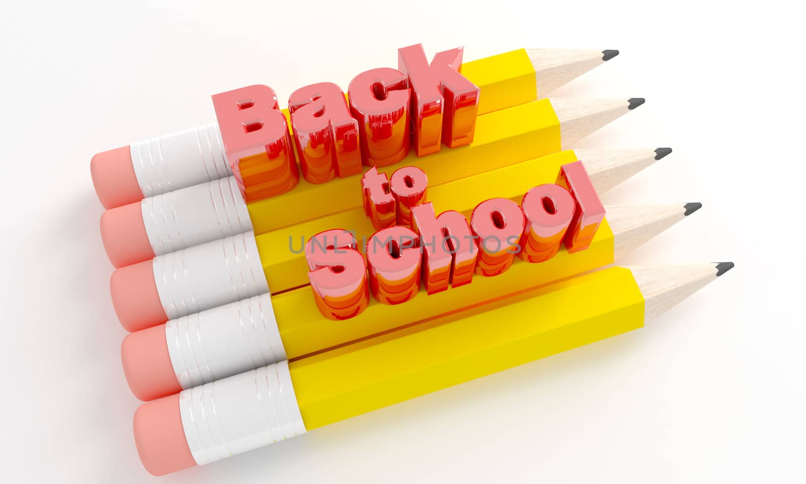 3D render of Pencils with text Back to school.