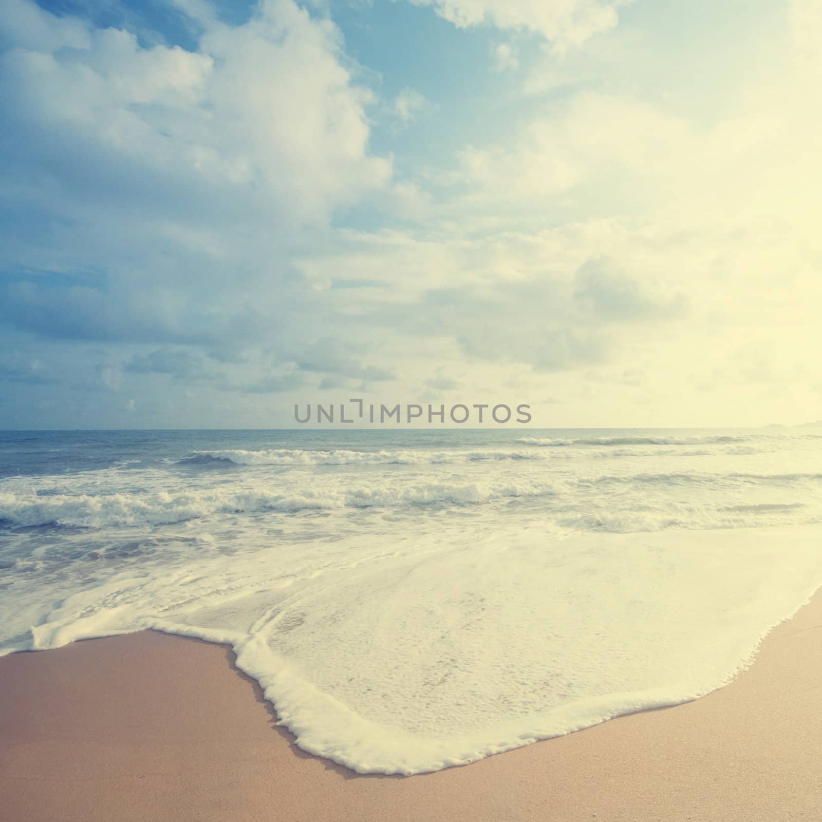 Retro vintage style summer beach sea view with wave, Malaysia