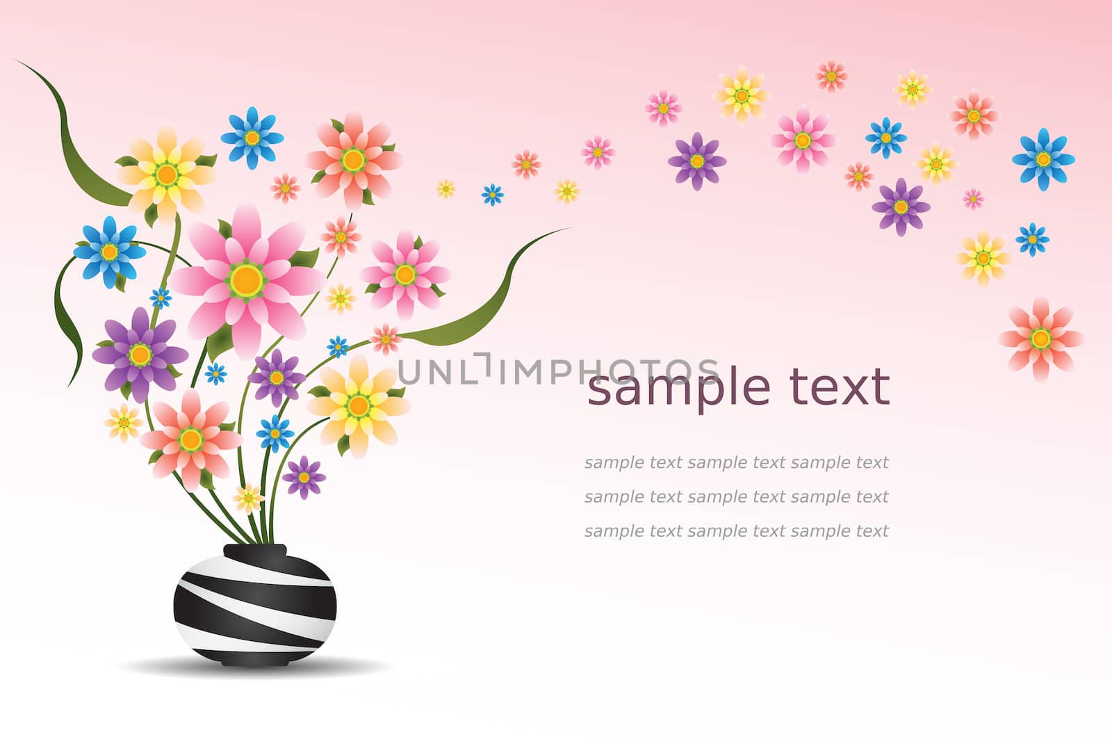 colorful flowers in vase Vector