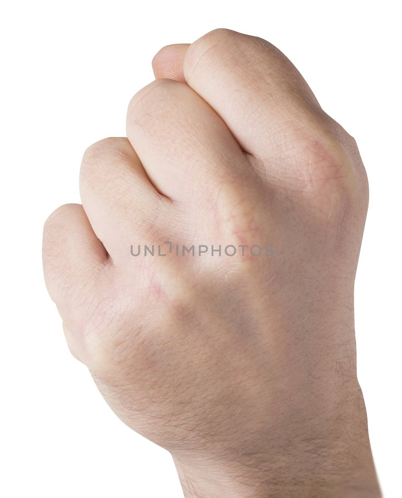 Picture of a male fist with white background