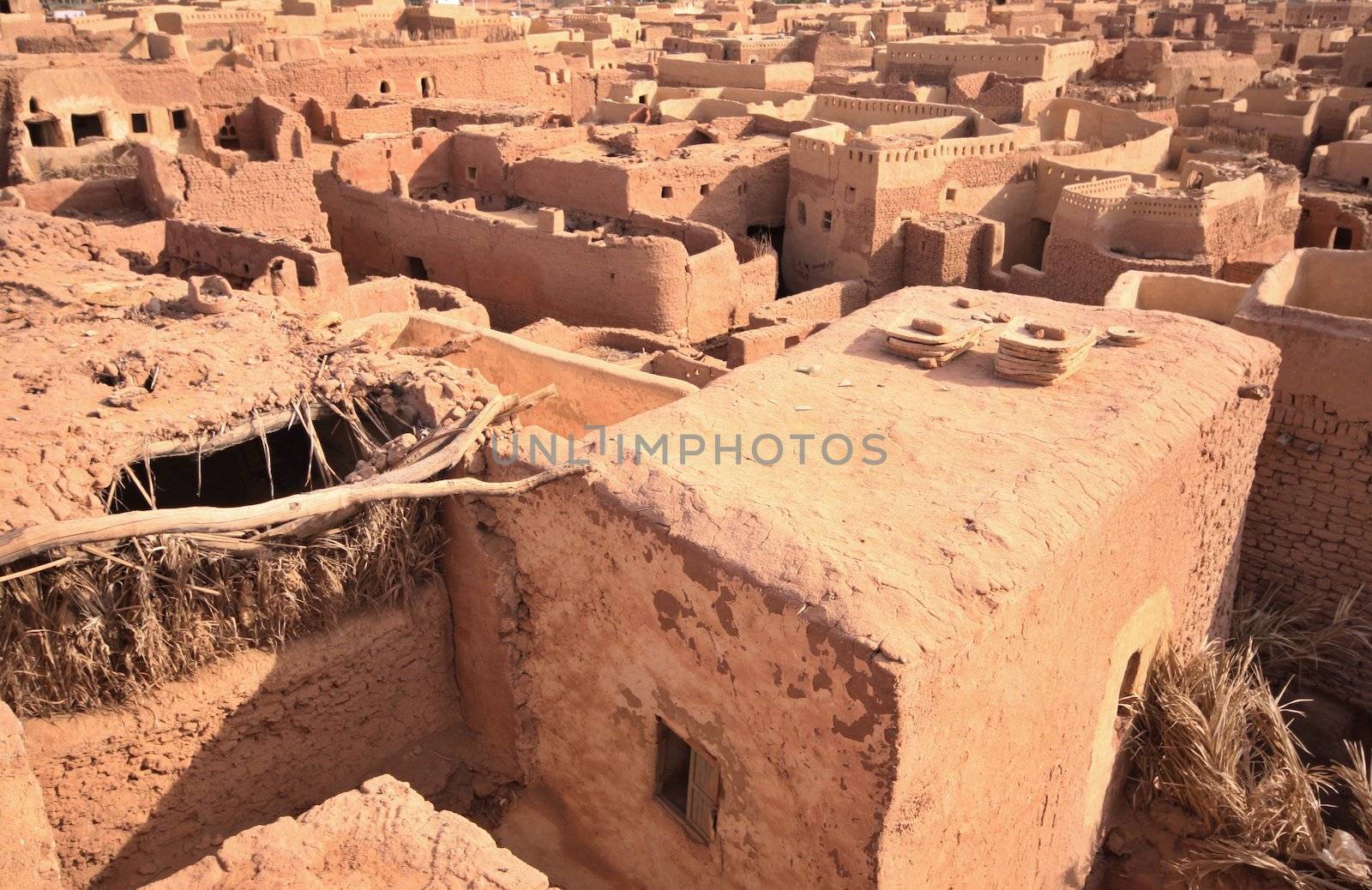 Old part -citadel of desert town Mut in Dakhla oasis in Egypt.