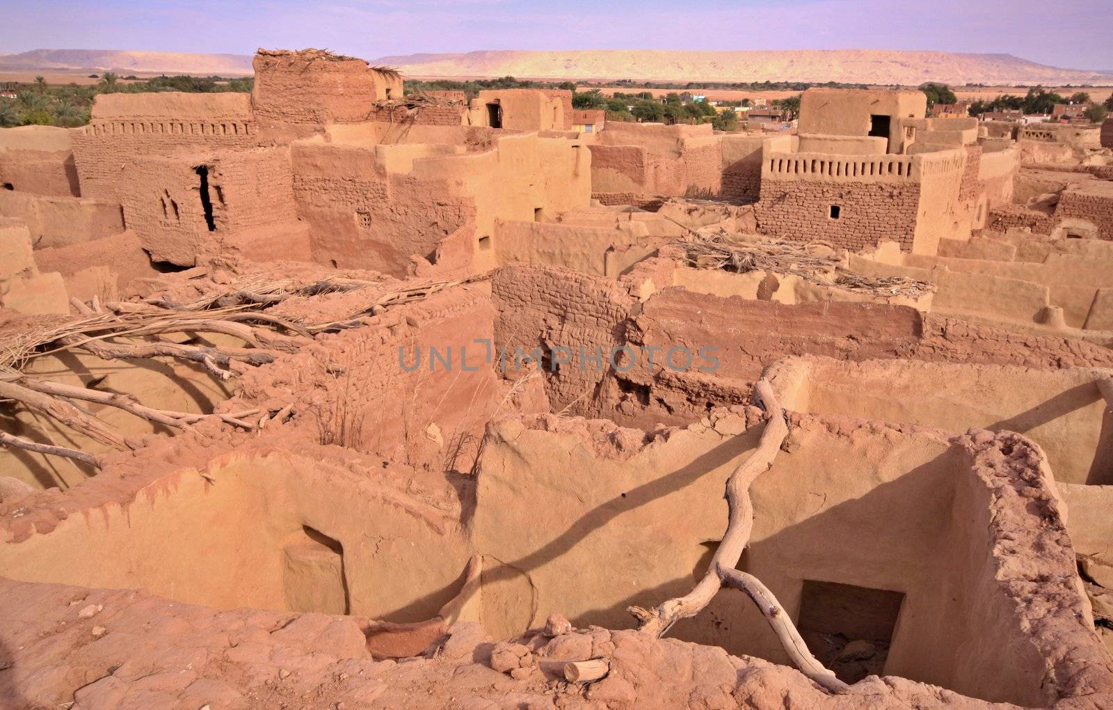 Old part -citadel of desert town Mut in Dakhla oasis in Egypt.