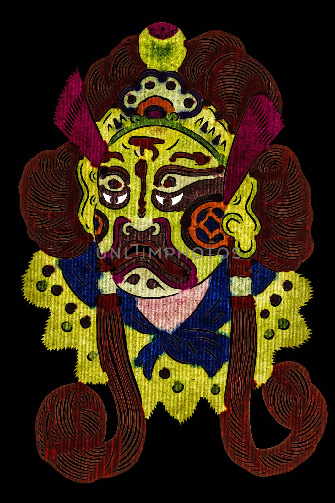 Chinese tradition opera mask, isolated on black background