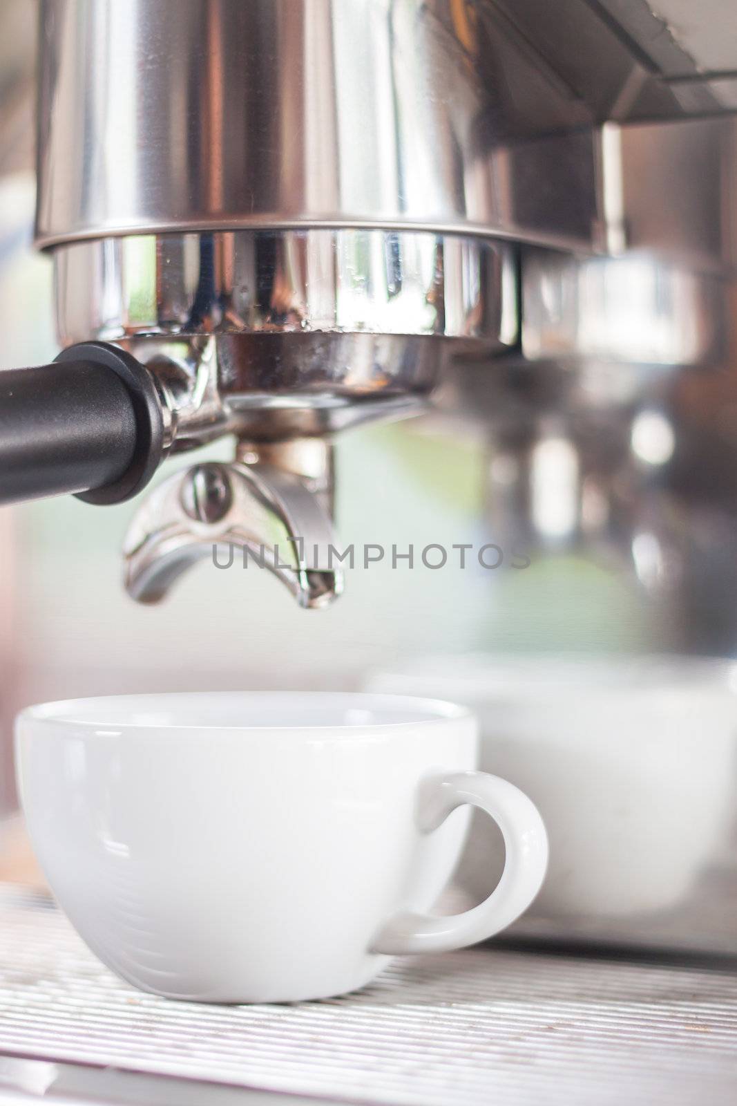 White cup of hot coffee, stock photo