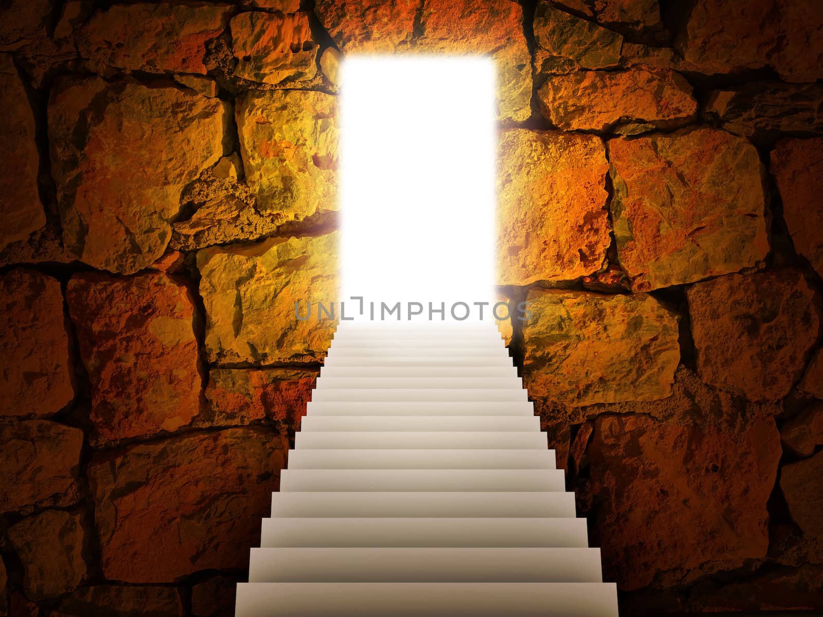 Stairs and magic doors leading to a light