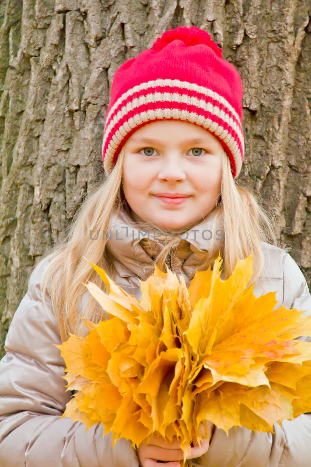 Photo of cute smiling girl in autumn
