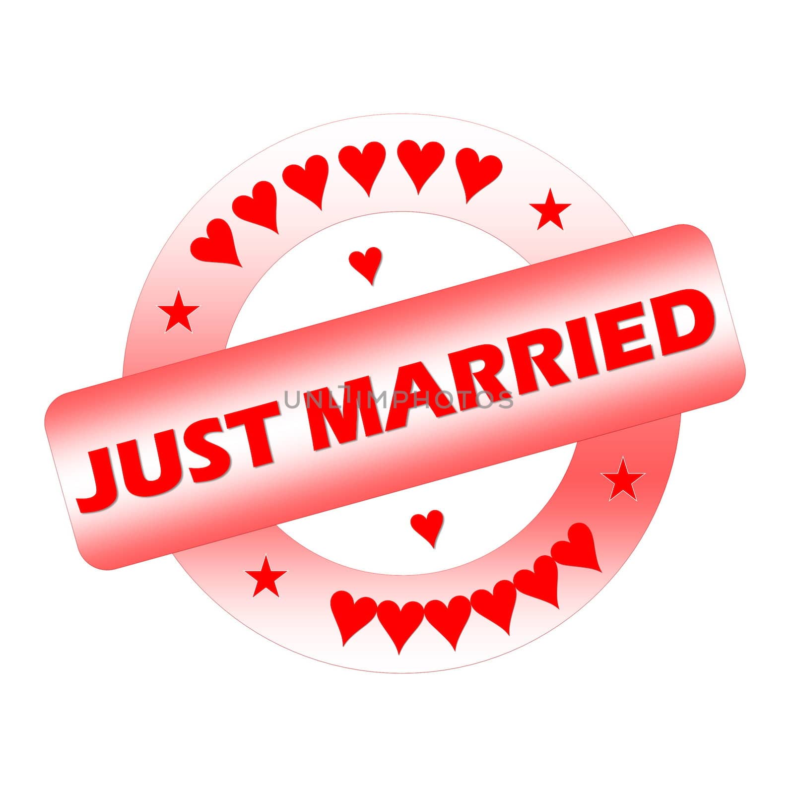 Red just married stamp isolated in white background