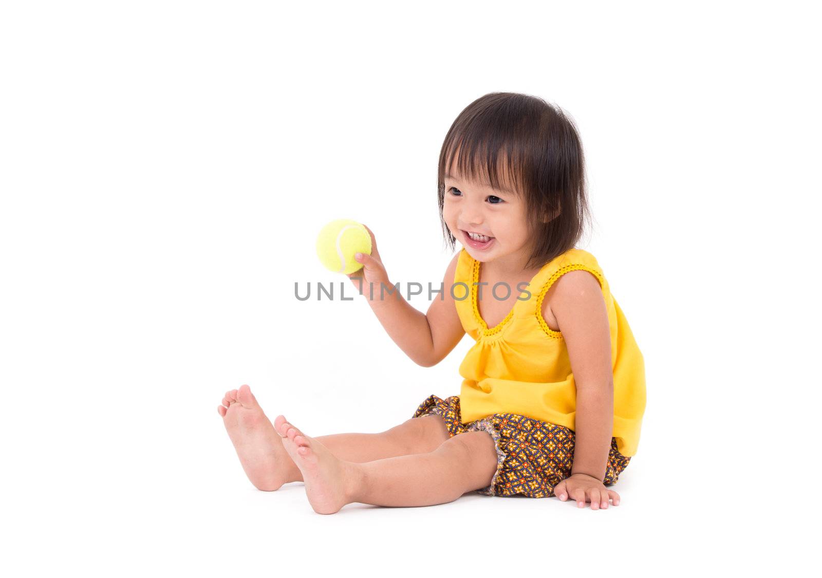 happy childhood concept in the studio isolated on white background