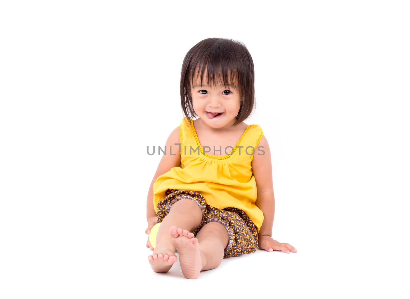 happy childhood concept in the studio isolated on white background