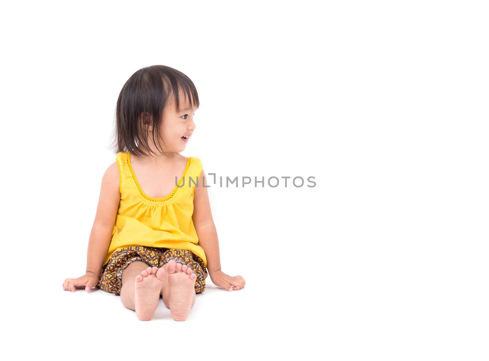 happy childhood concept in the studio isolated on white background