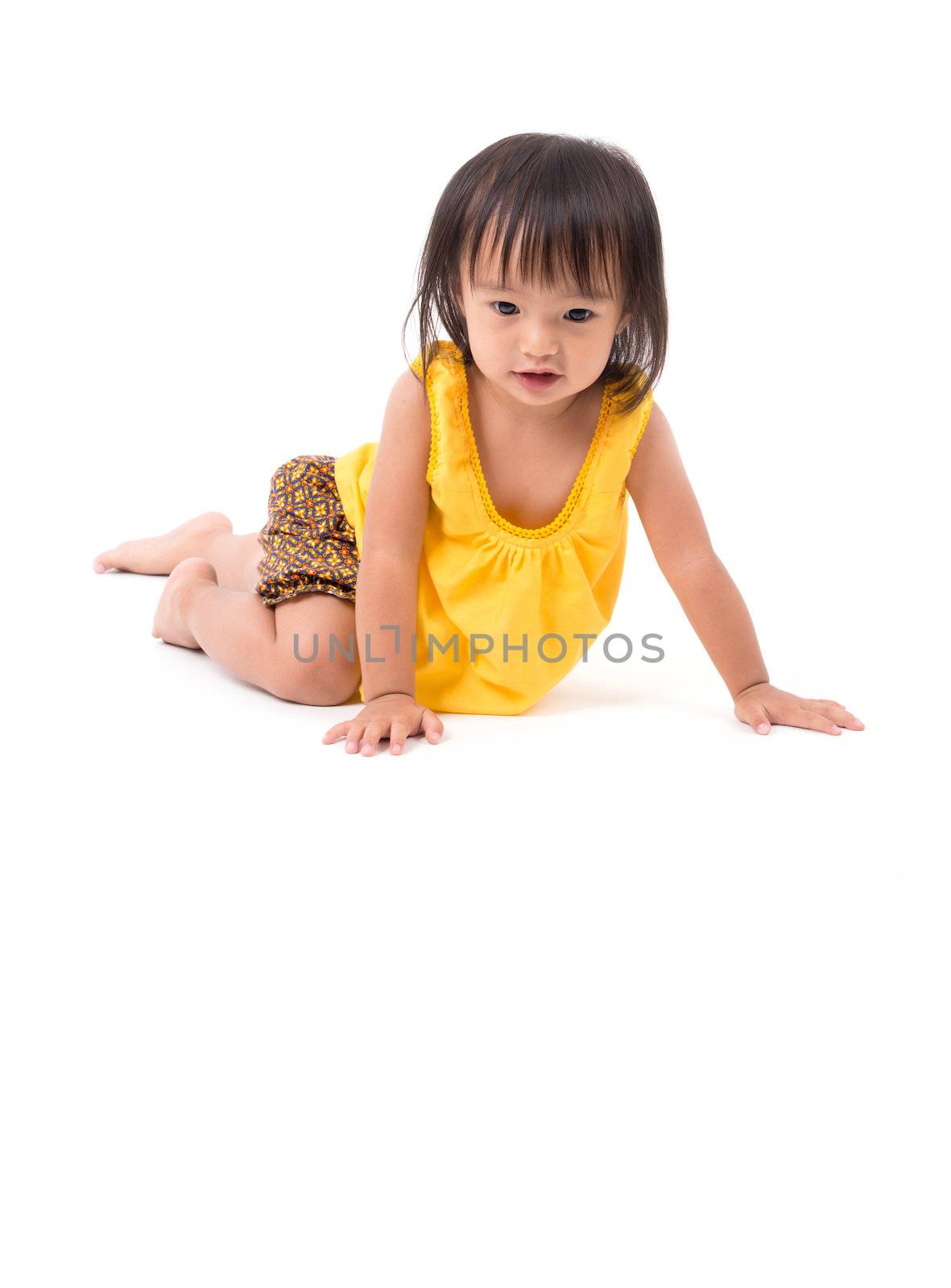 happy childhood concept in the studio isolated on white background