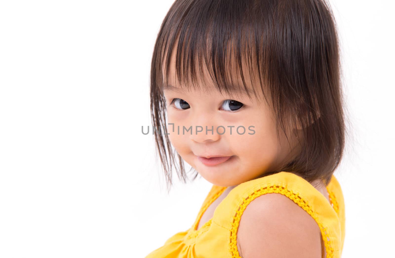 happy childhood concept in the studio isolated on white background