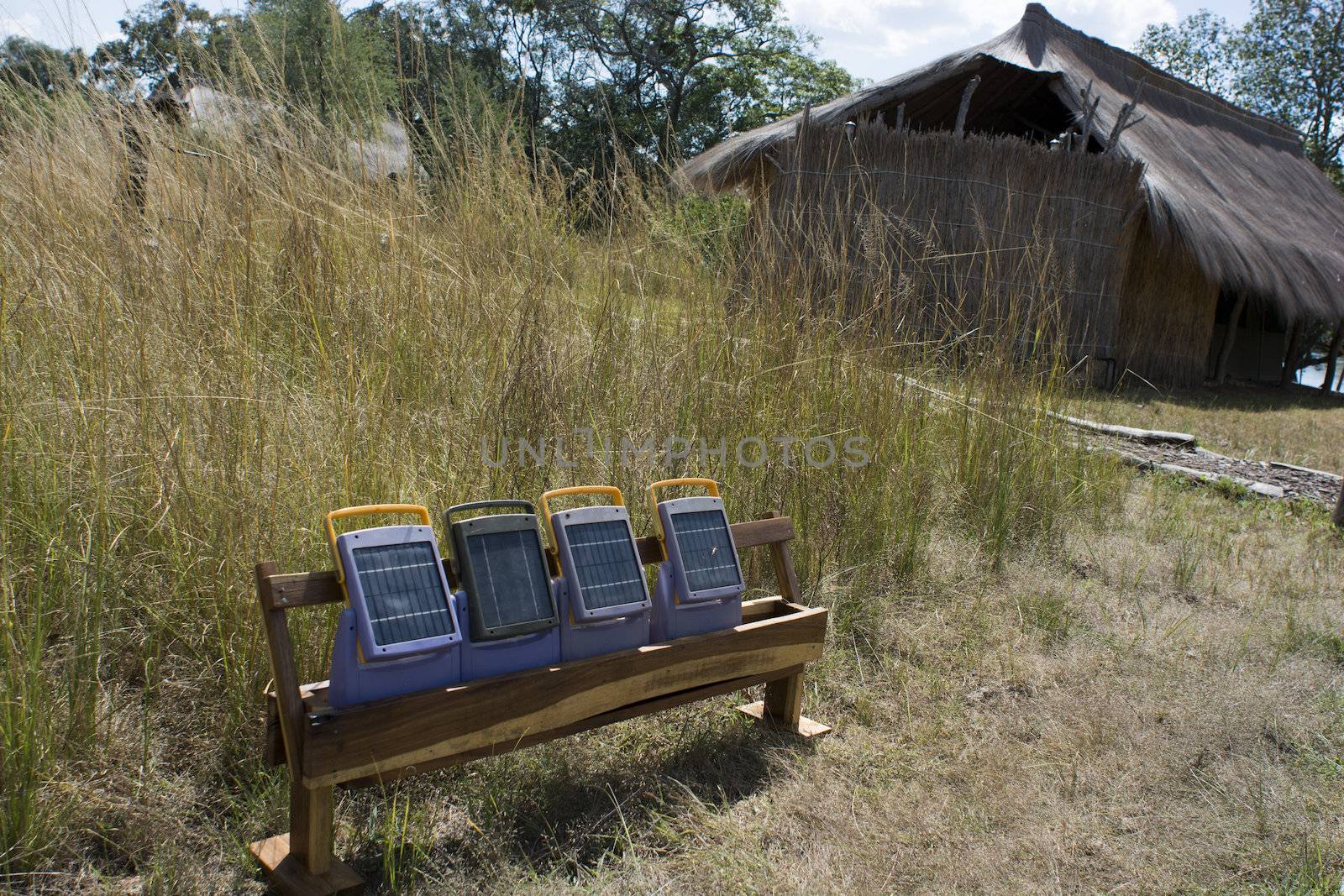 solar panels on the African savannah