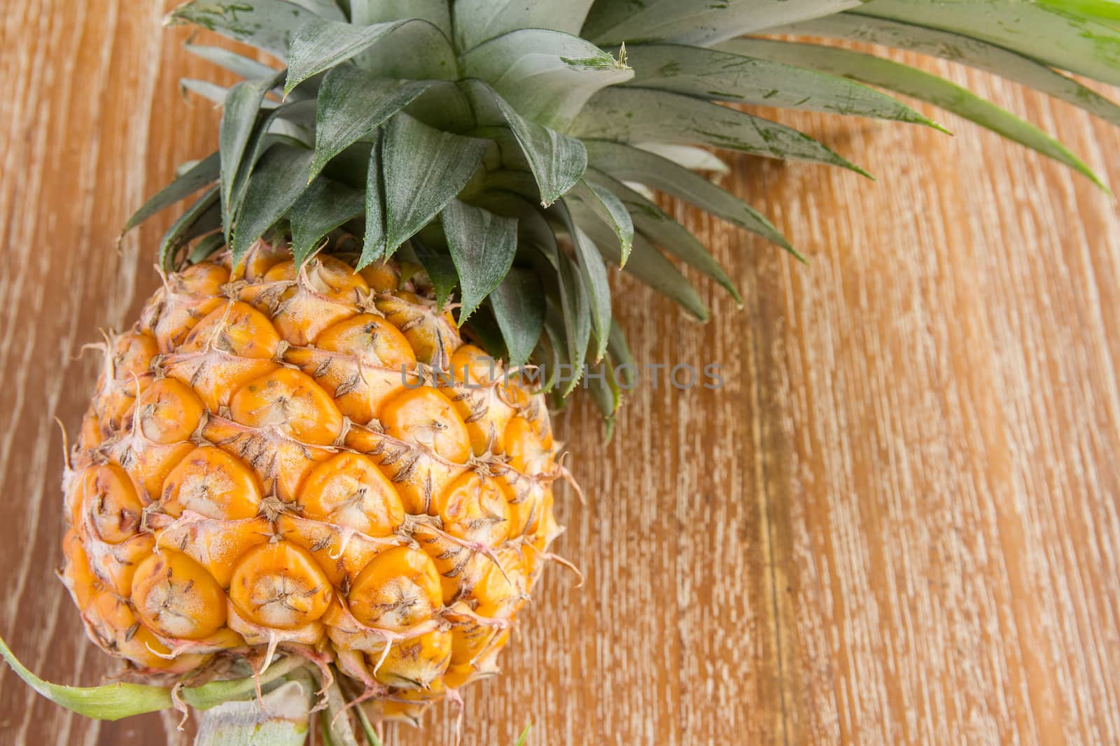 Pineapple on wood table background
