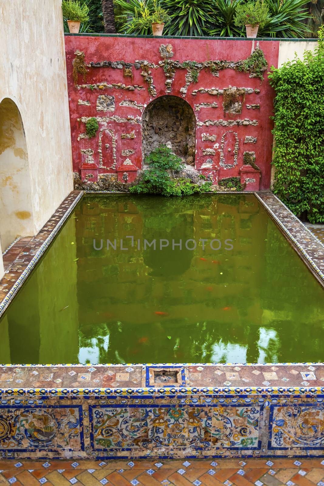 Green Pool Reflection Mosaic Alcazar Royal Palace Seville by bill_perry