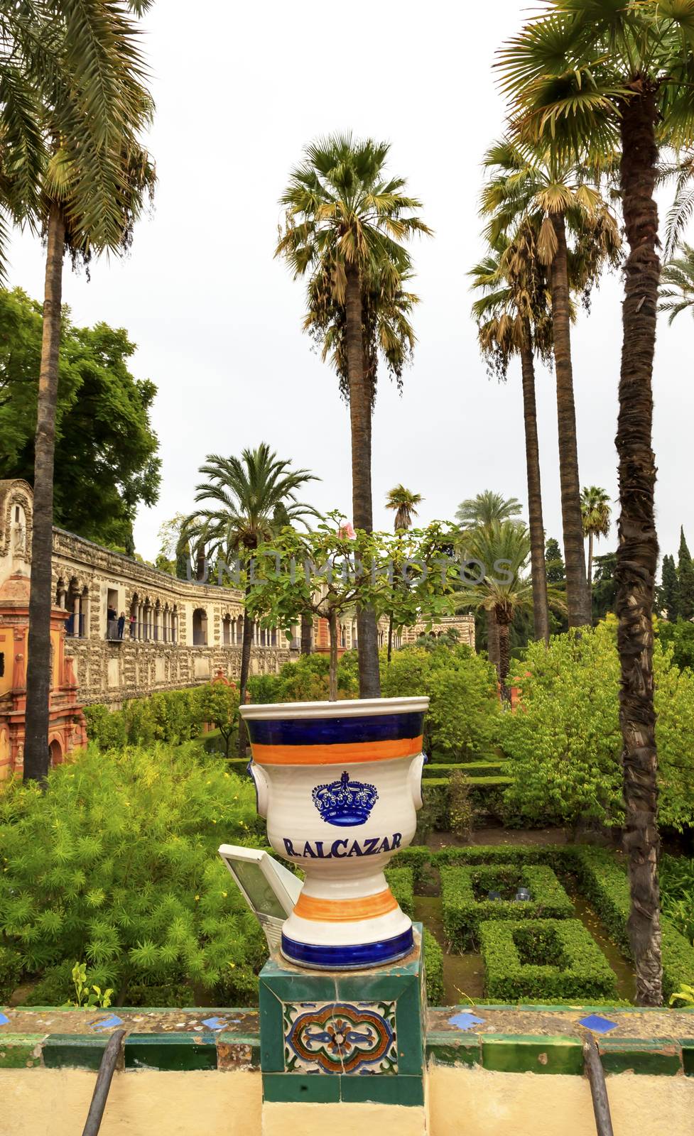 Urn Pot Garden Alcazar Royal Palace Seville Spain by bill_perry