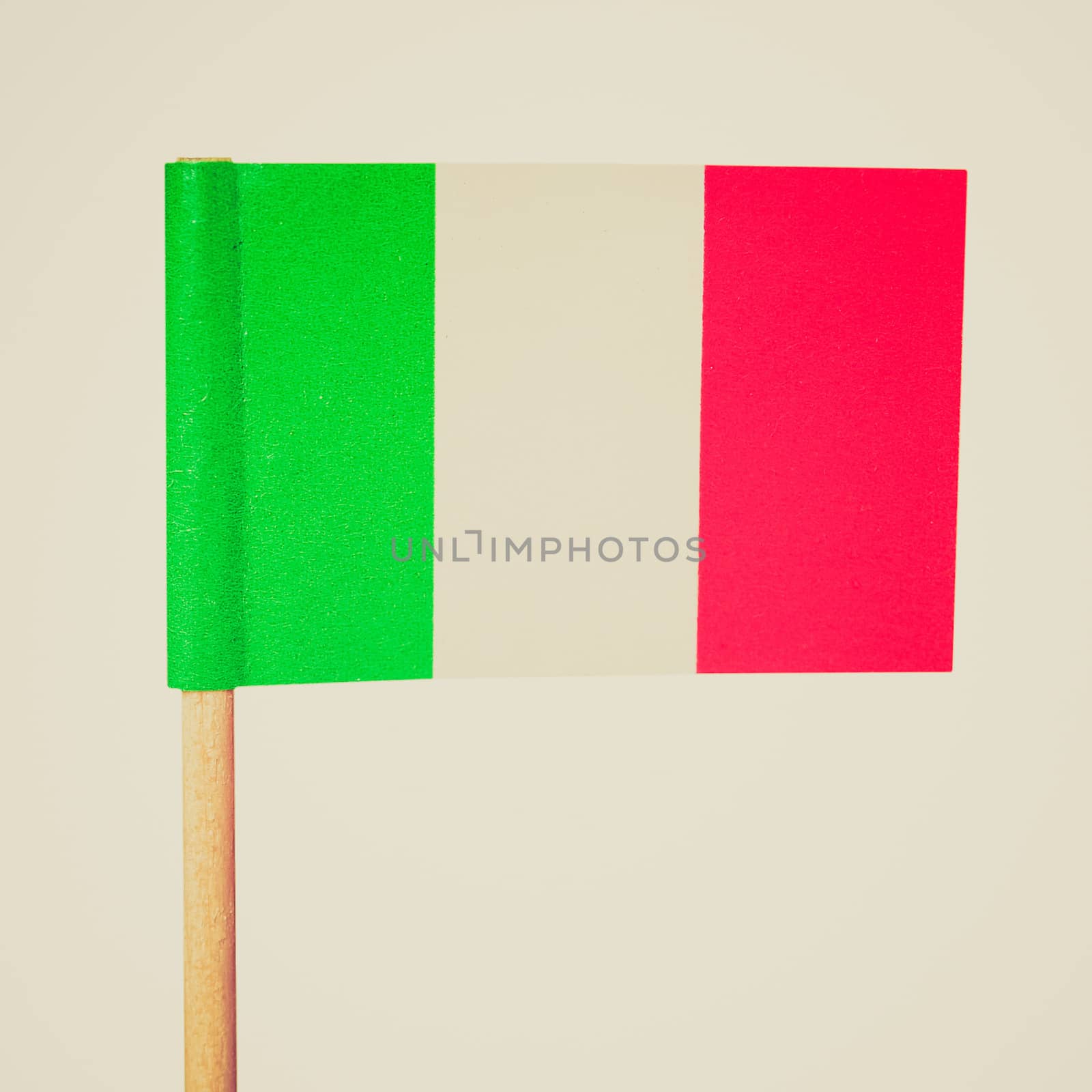 Vintage retro looking The national Italian flag of Italy (IT) - isolated over white background