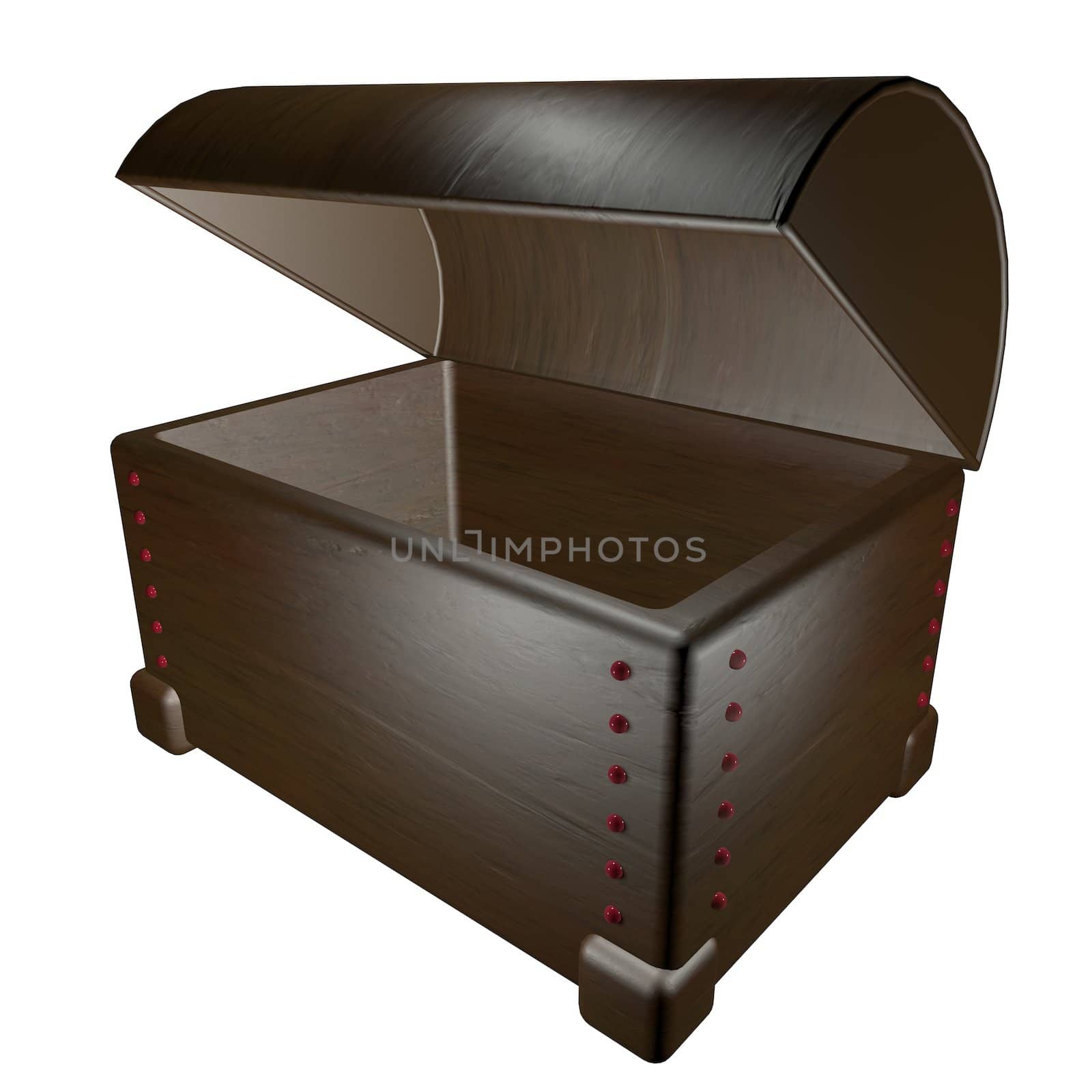 Open trunk isolated over white, 3d render