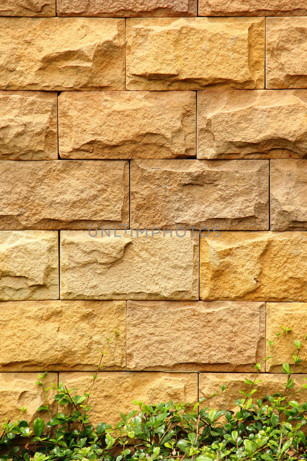 Brown stone brick wall with for background