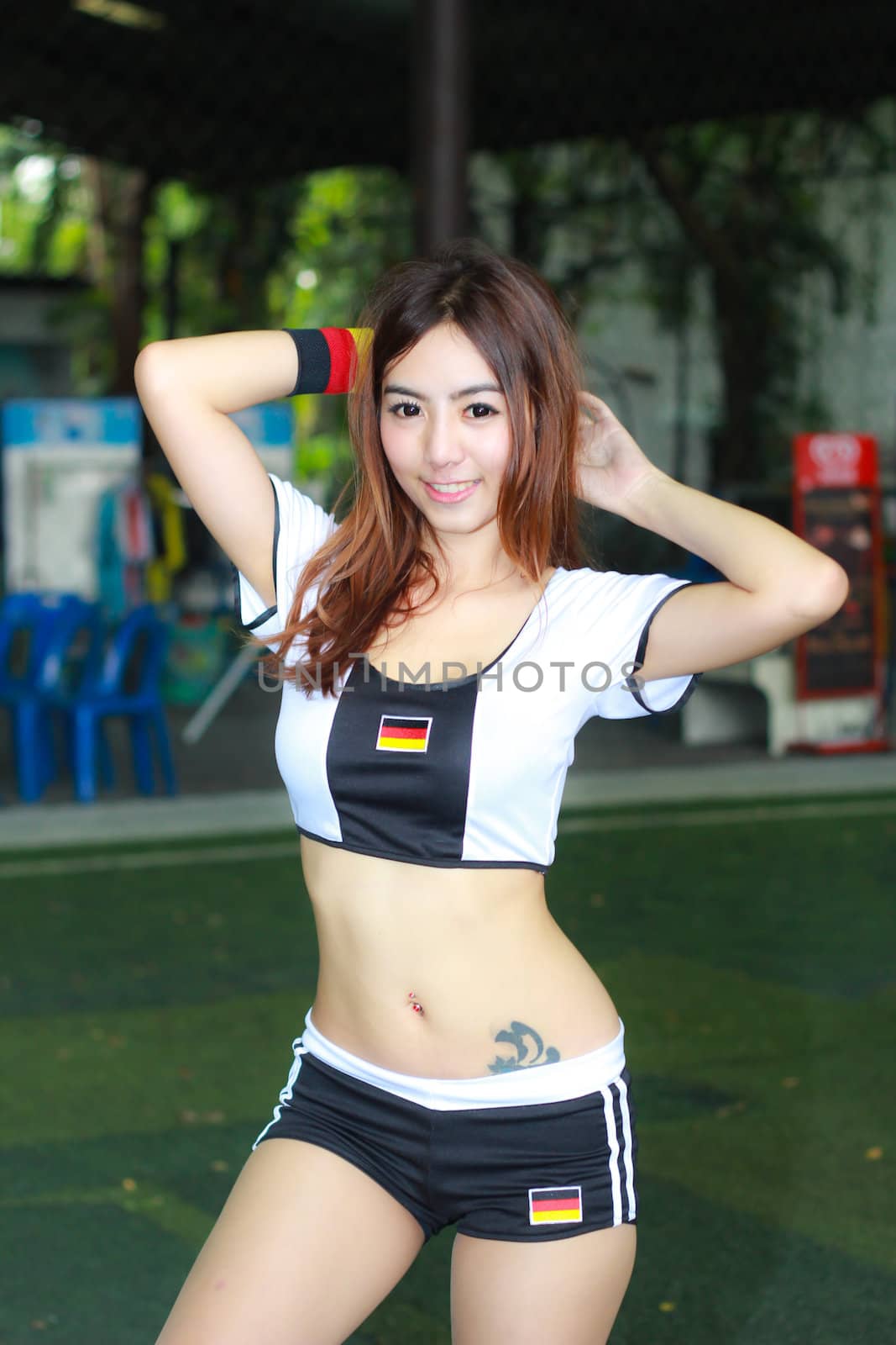 An Unidentified model  promote World cup 2014 by redthirteen