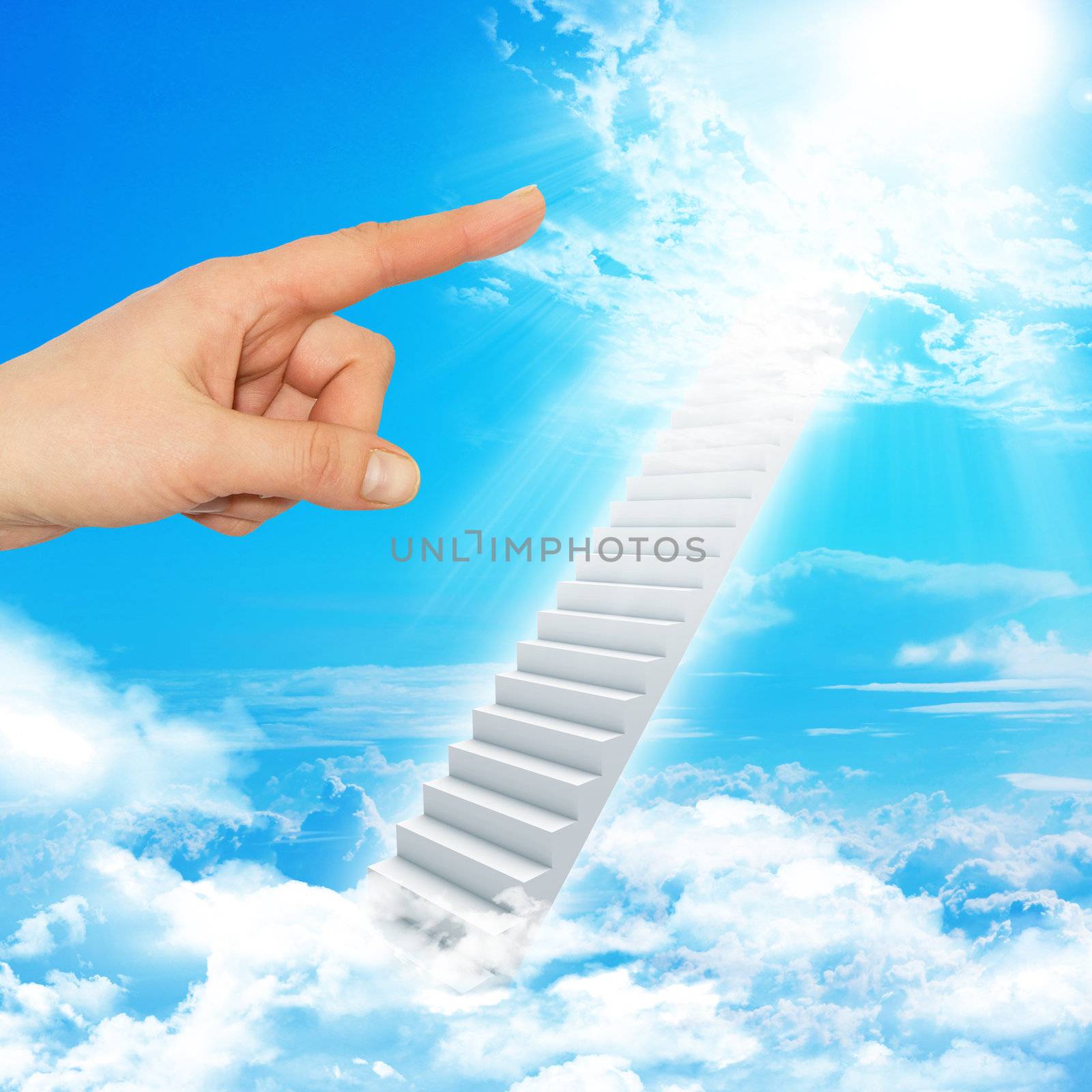 Finger indicates stairway to heaven by cherezoff