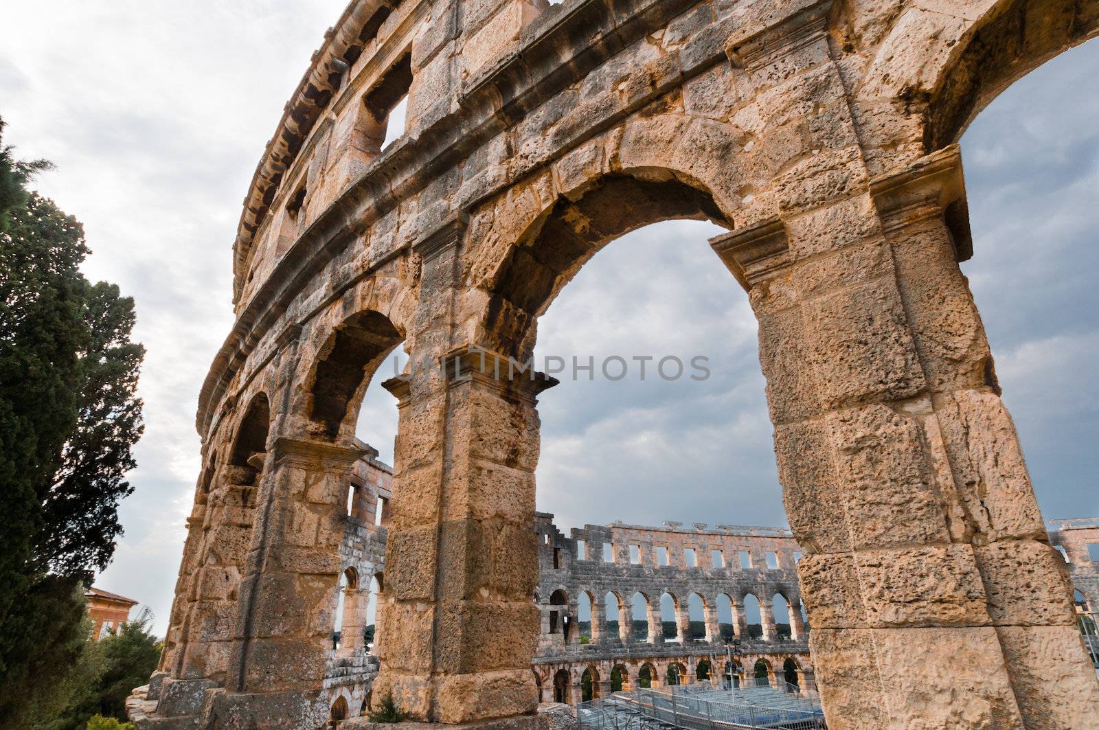 View of the Roman amphitheatre (Arena) in Pula by weltreisendertj