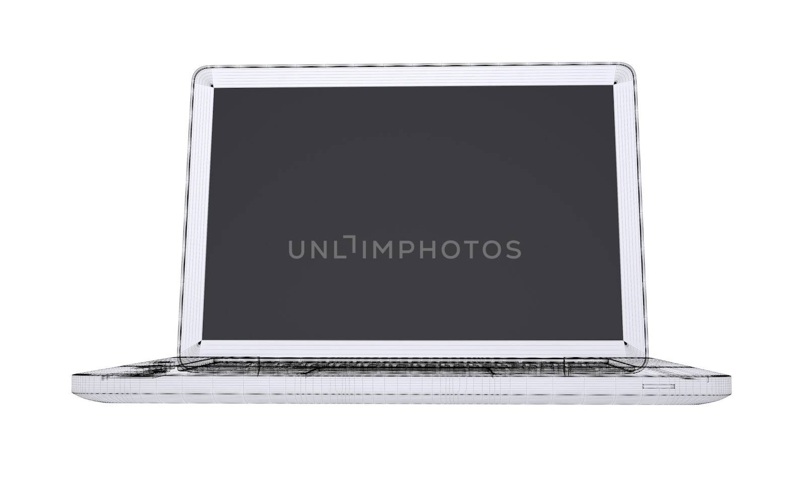 Laptop. Wire frame. Isolated render on a white background