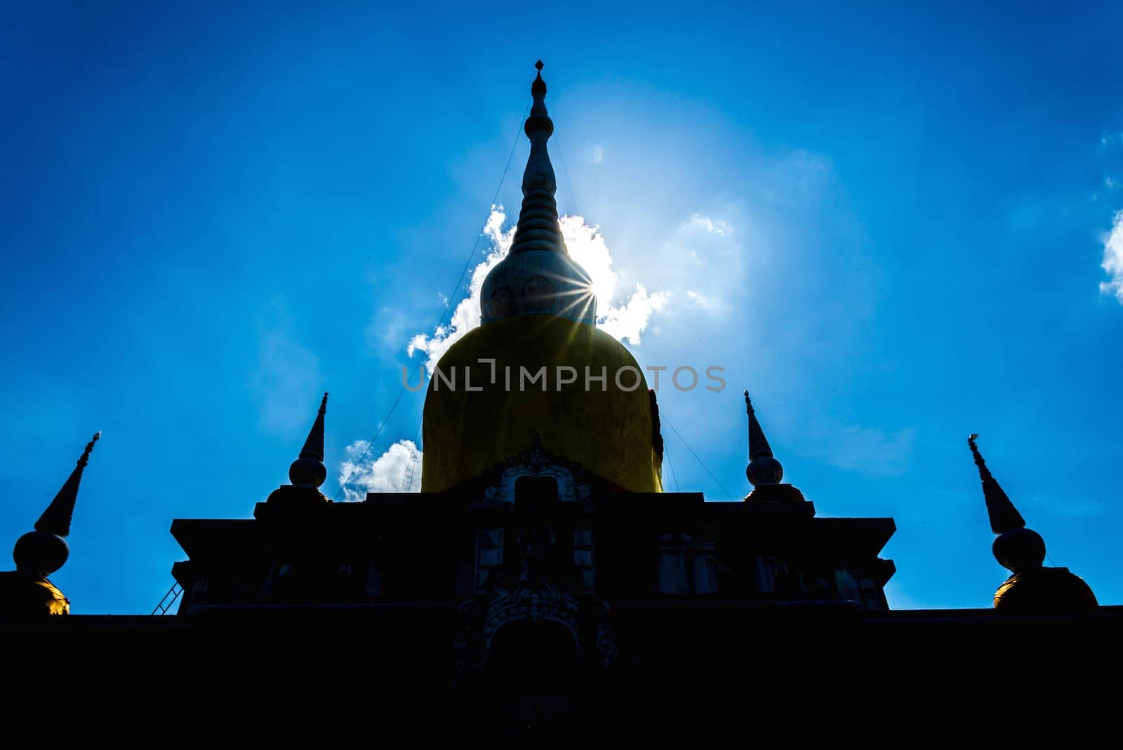 Silhouette Buddha's relics in Thailand, Name is phra tard na dun