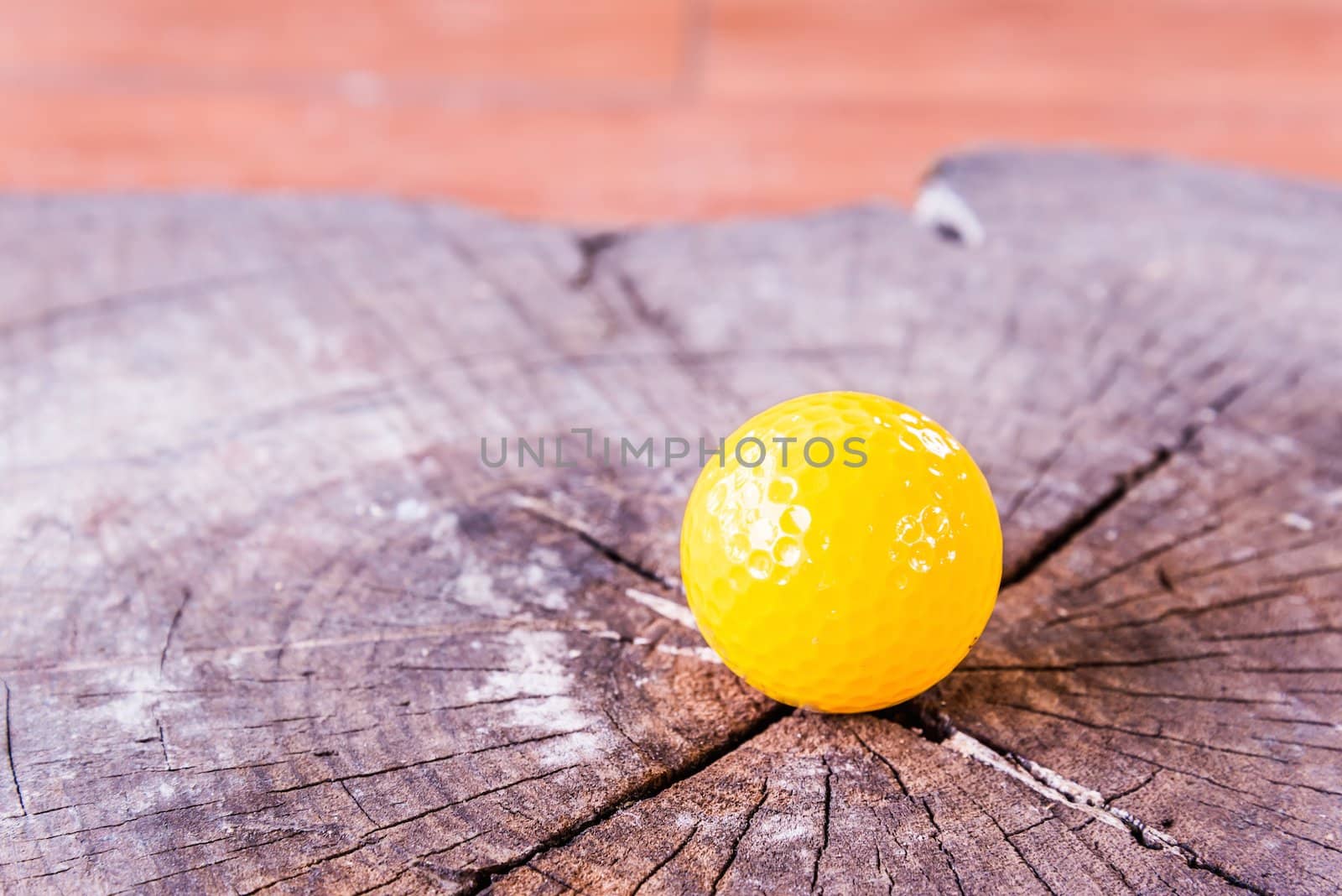 Yellow Miniature Golf Ball On White Background.