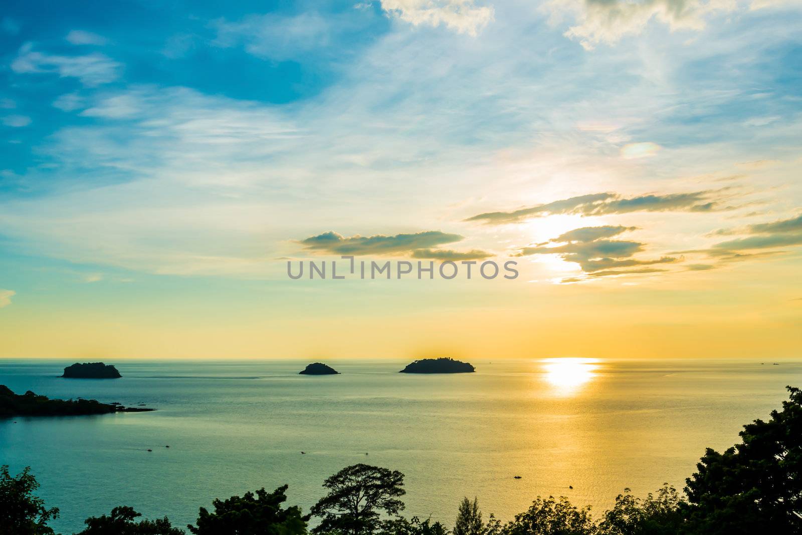 Tropical beach at sunset - nature background