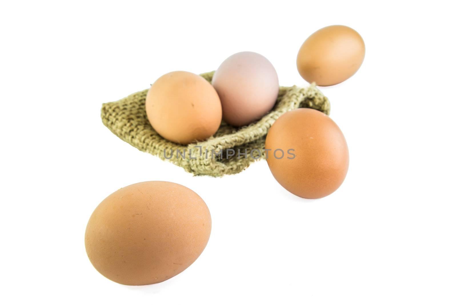 Fresh Egg With Burlap Sack Harvest on with background.