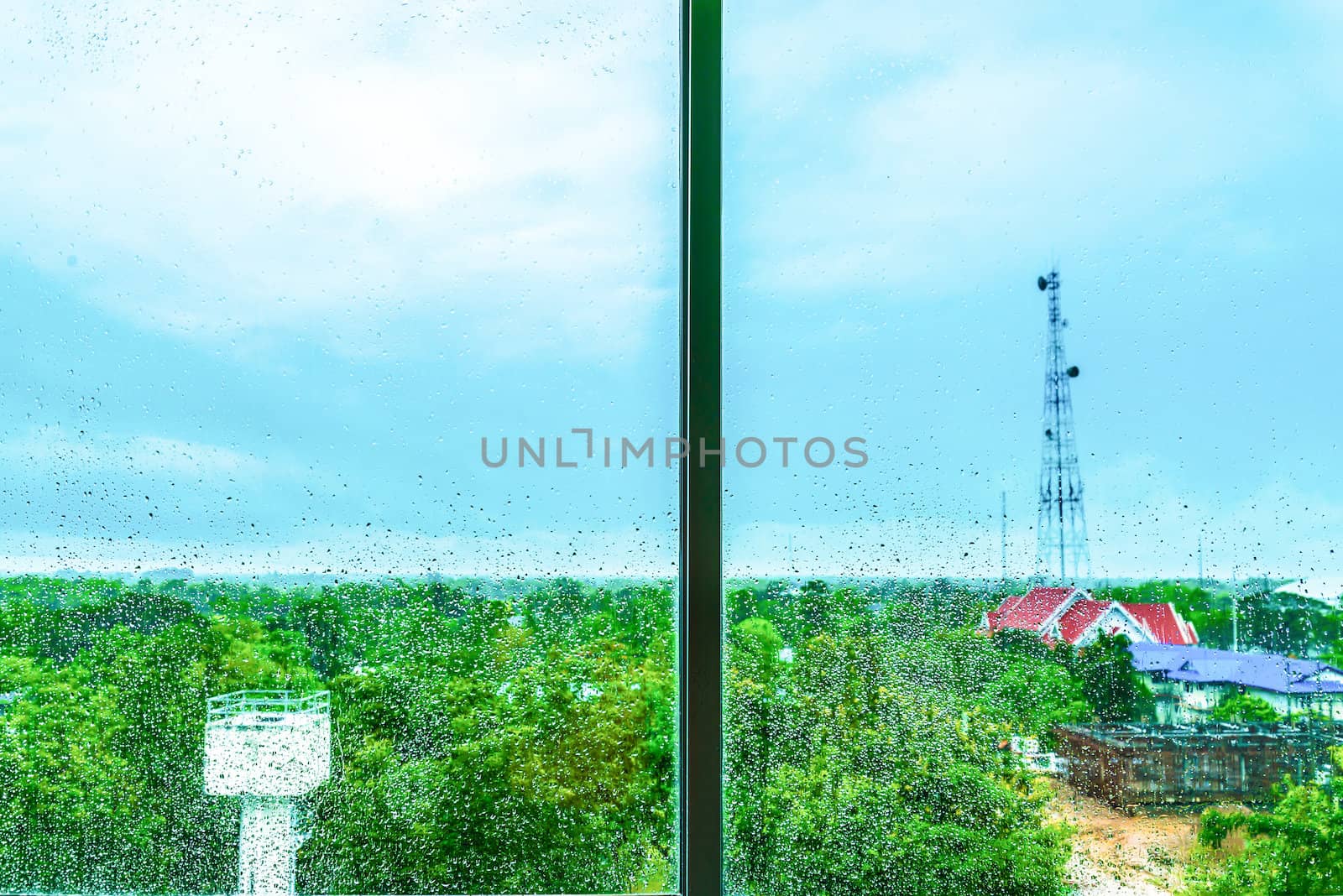 rain Water drop on a mirror