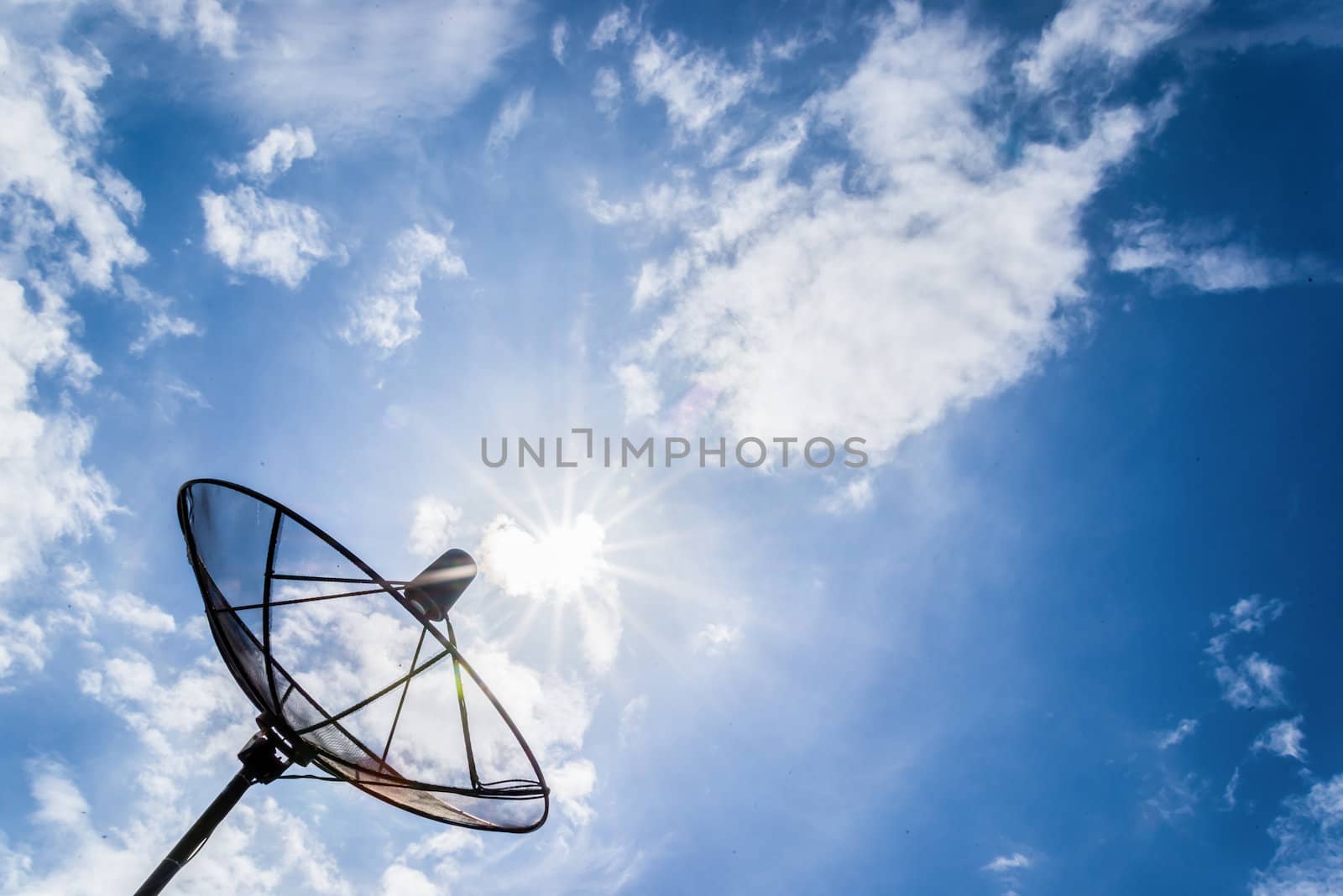 Satellite dish sky sun blue sky communication technology network .