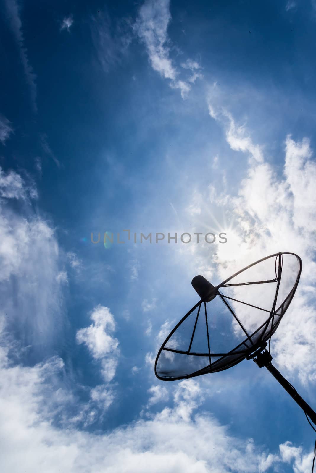 Satellite dish sky sun blue sky  by wmitrmatr