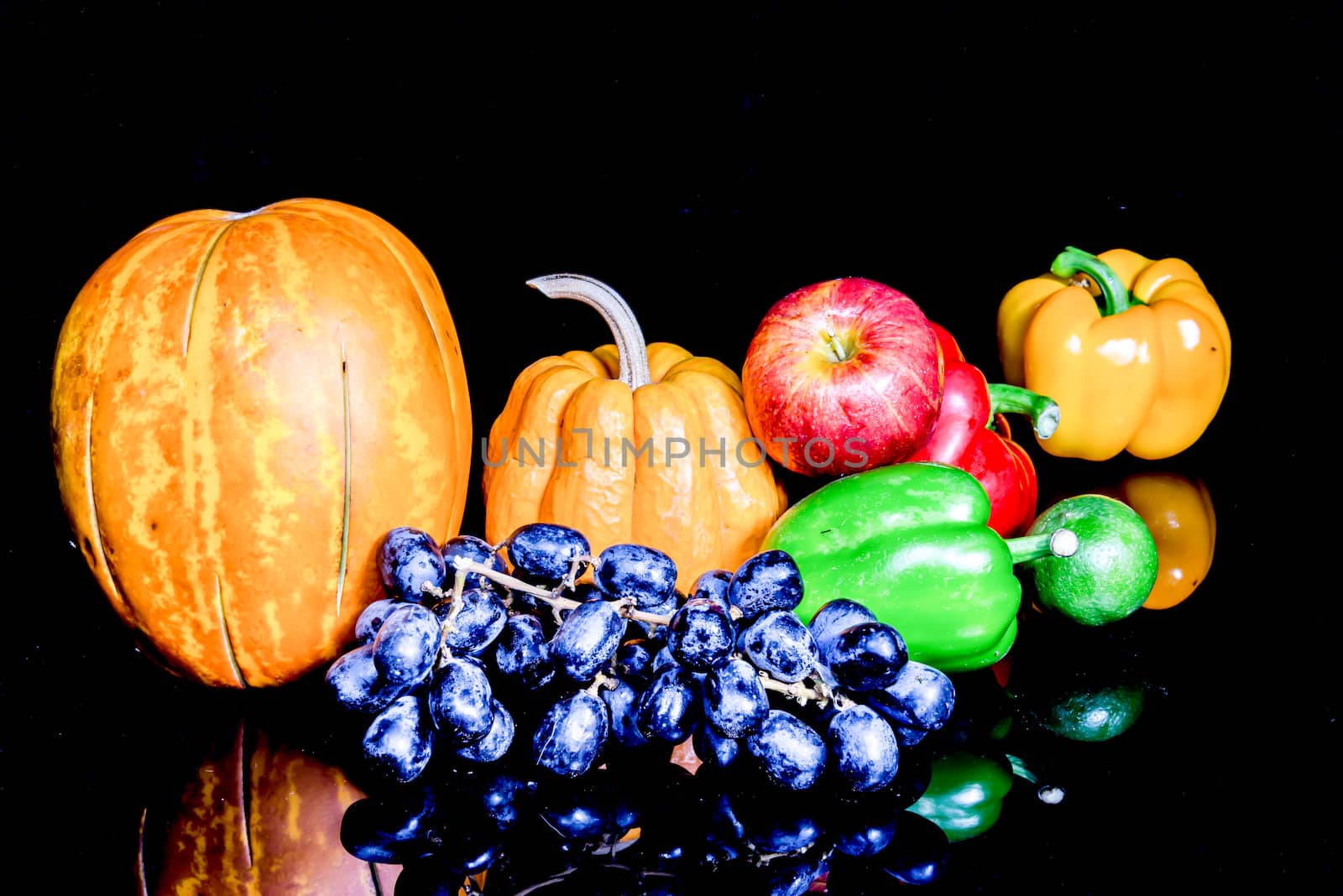 still life Vegetables, Herbs and Fruit as ingredients in cooking.