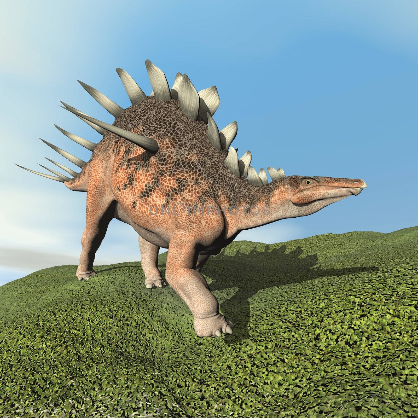 Kentrosaurus dinoasaur roaring - 3D render by Elenaphotos21