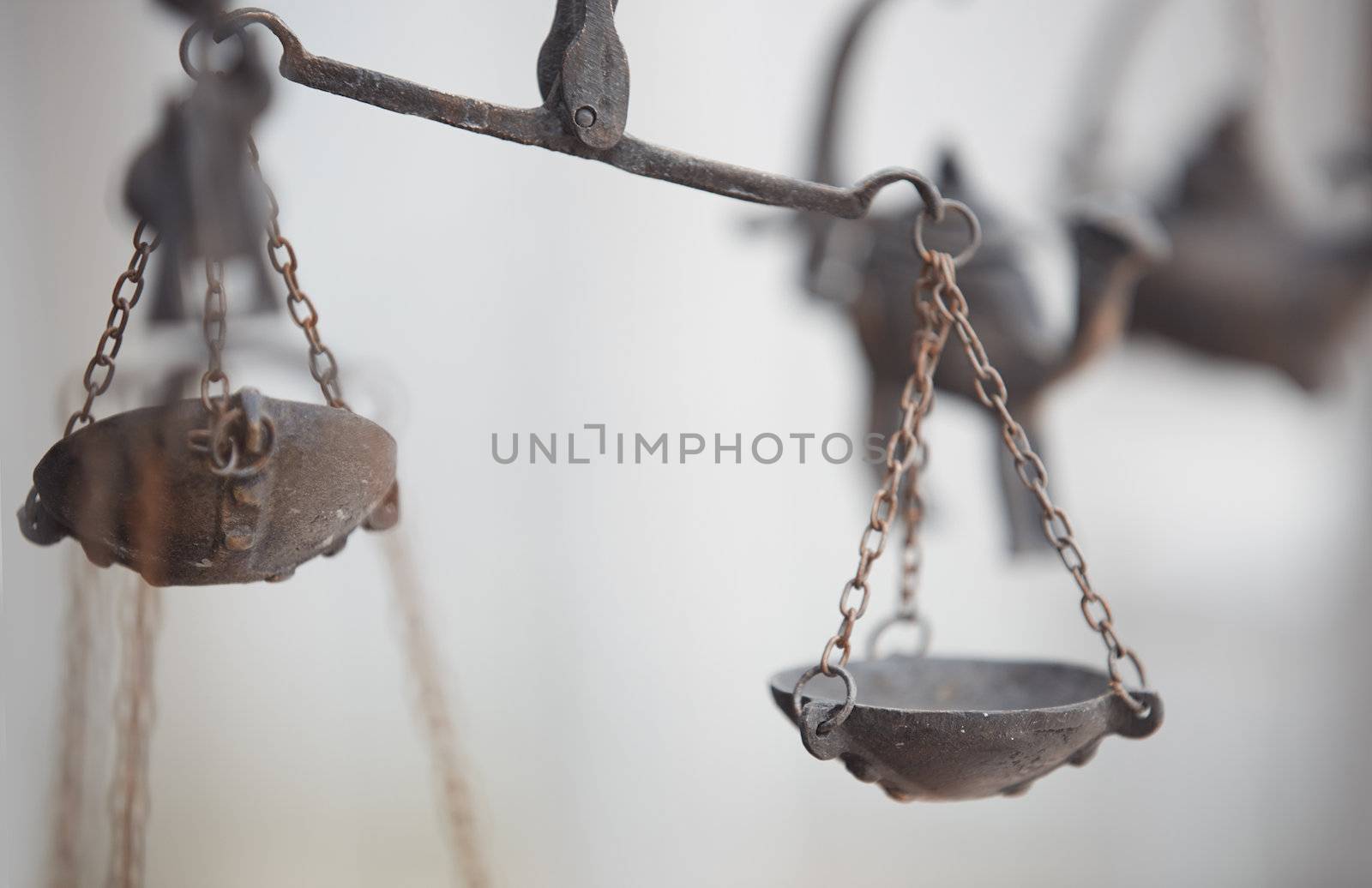 Old metal balance at antique store