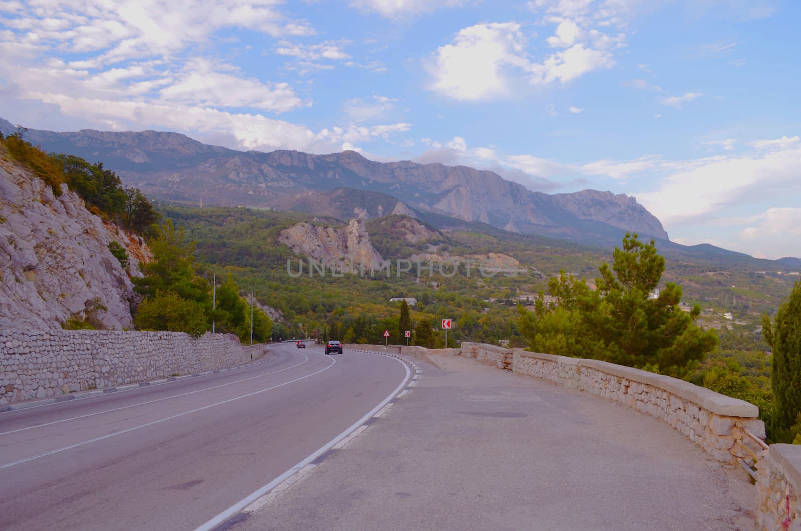 Road in the mountains. Crimea. Ukraine summer