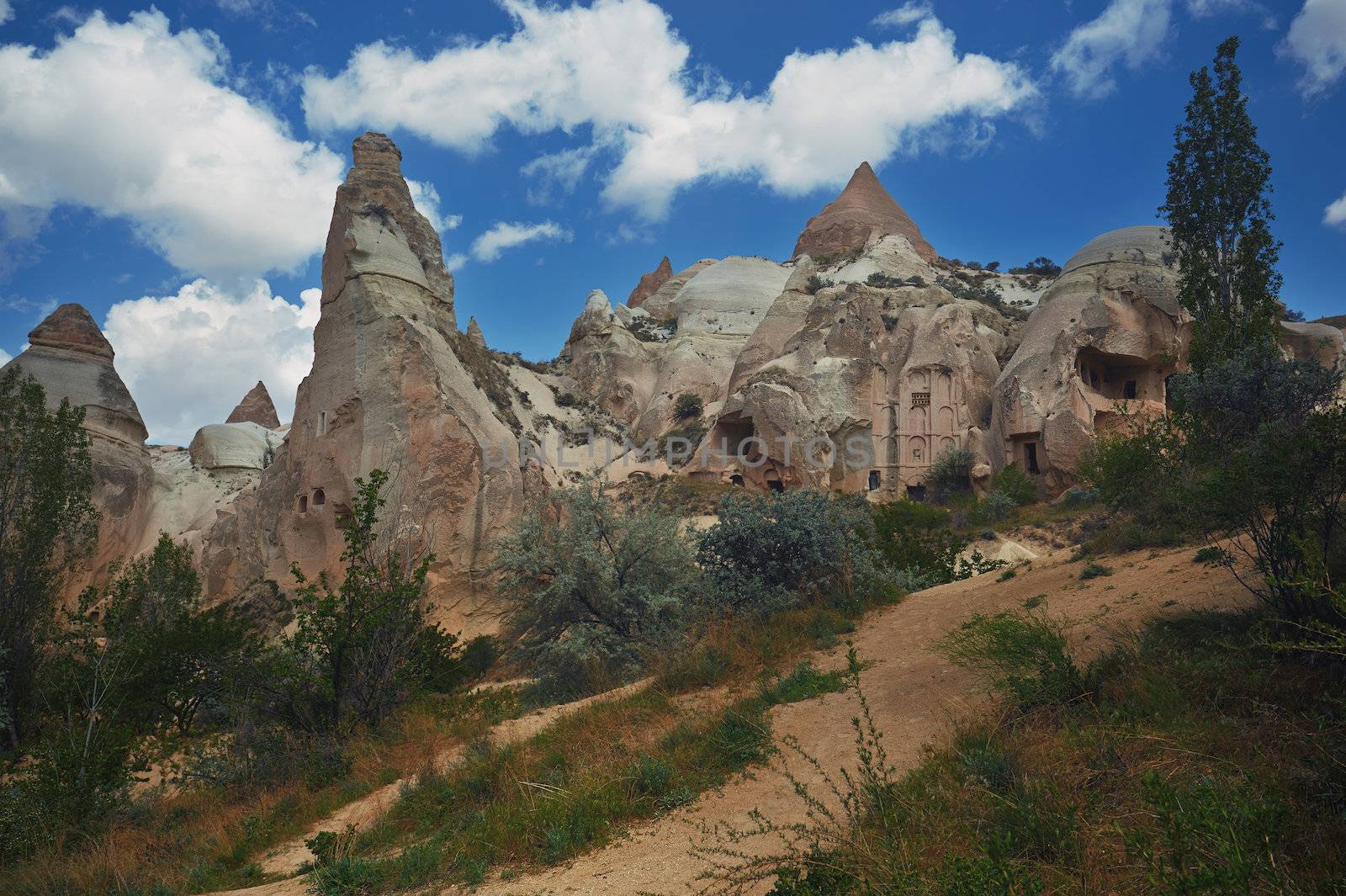 Ancient stone houses of Cappadocia, Turkey