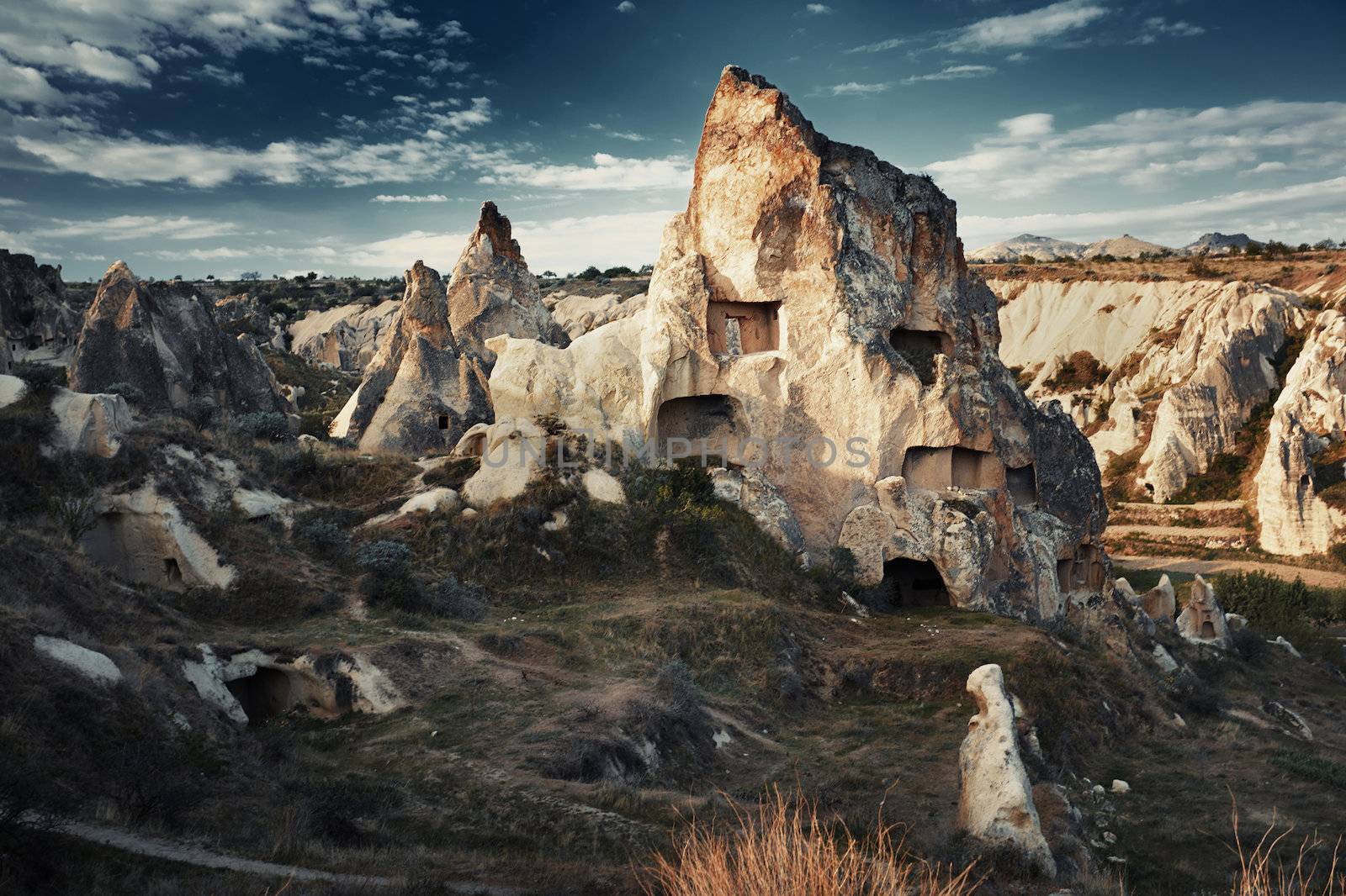 Ancient stone houses of Cappadocia, Turkey