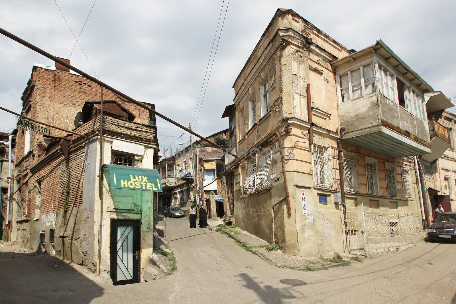 TBILISI, GEORGIA - JUNE 29, 2014: Characteristic scene of the historic district of Tbilisi on June 29, 2014 in Georgia, Europe