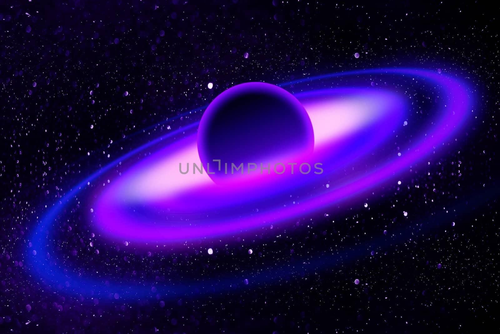 Fantasy deep space nebula with planet and stars
