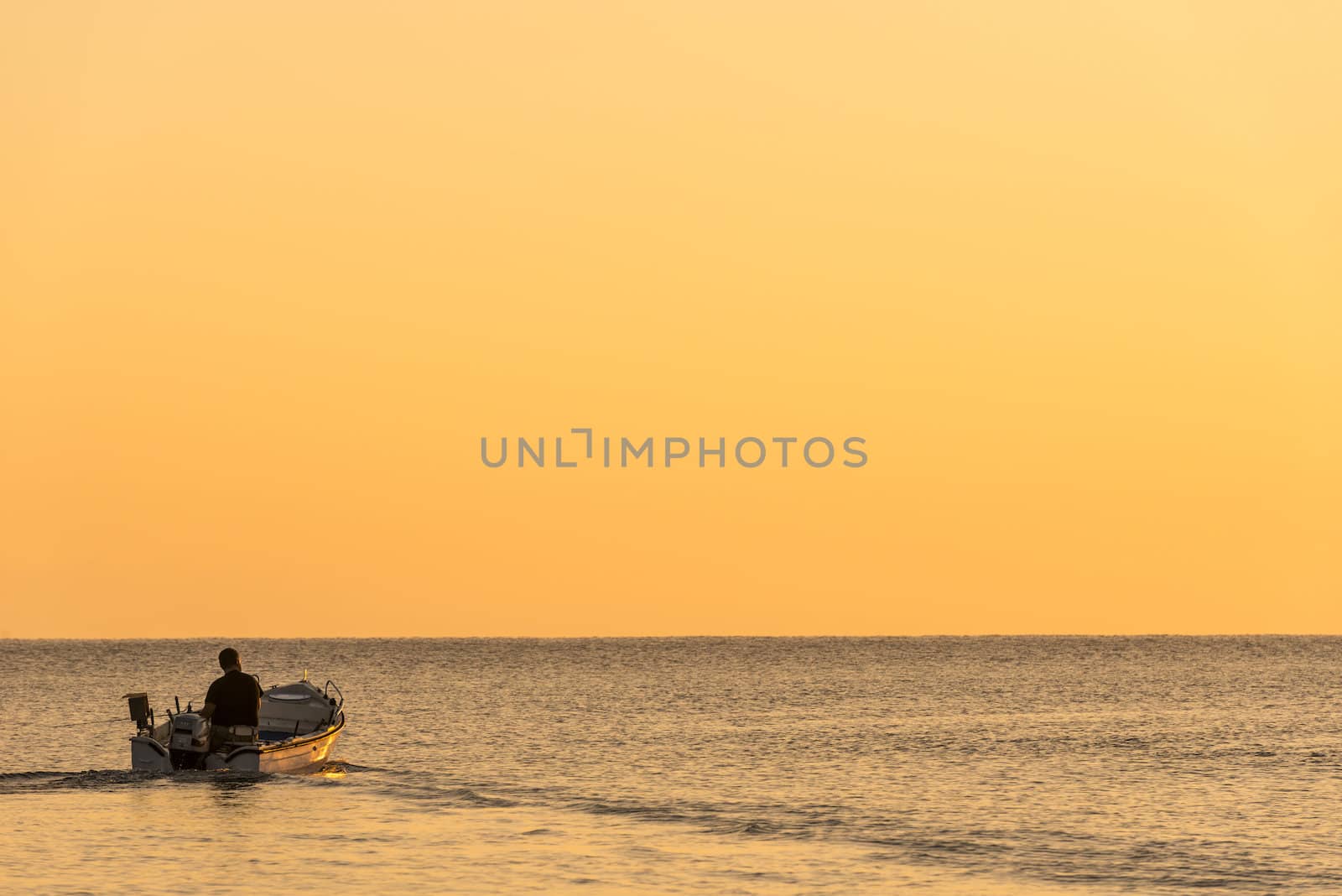 Motorboat At The Mediterranean Sea in Crete by Rainman
