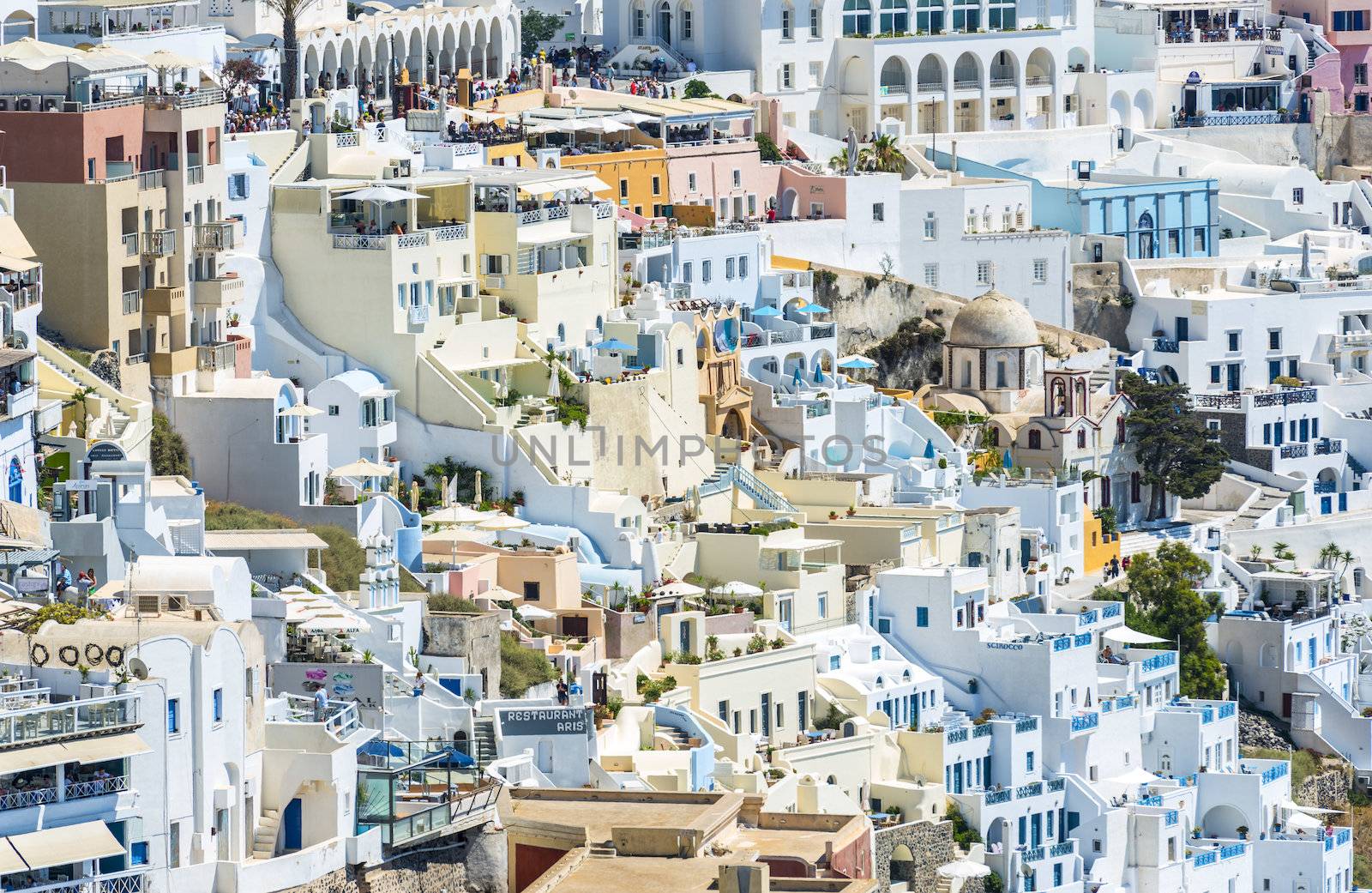 Beautiful View To The White Village of Fira In Santorini, Greece